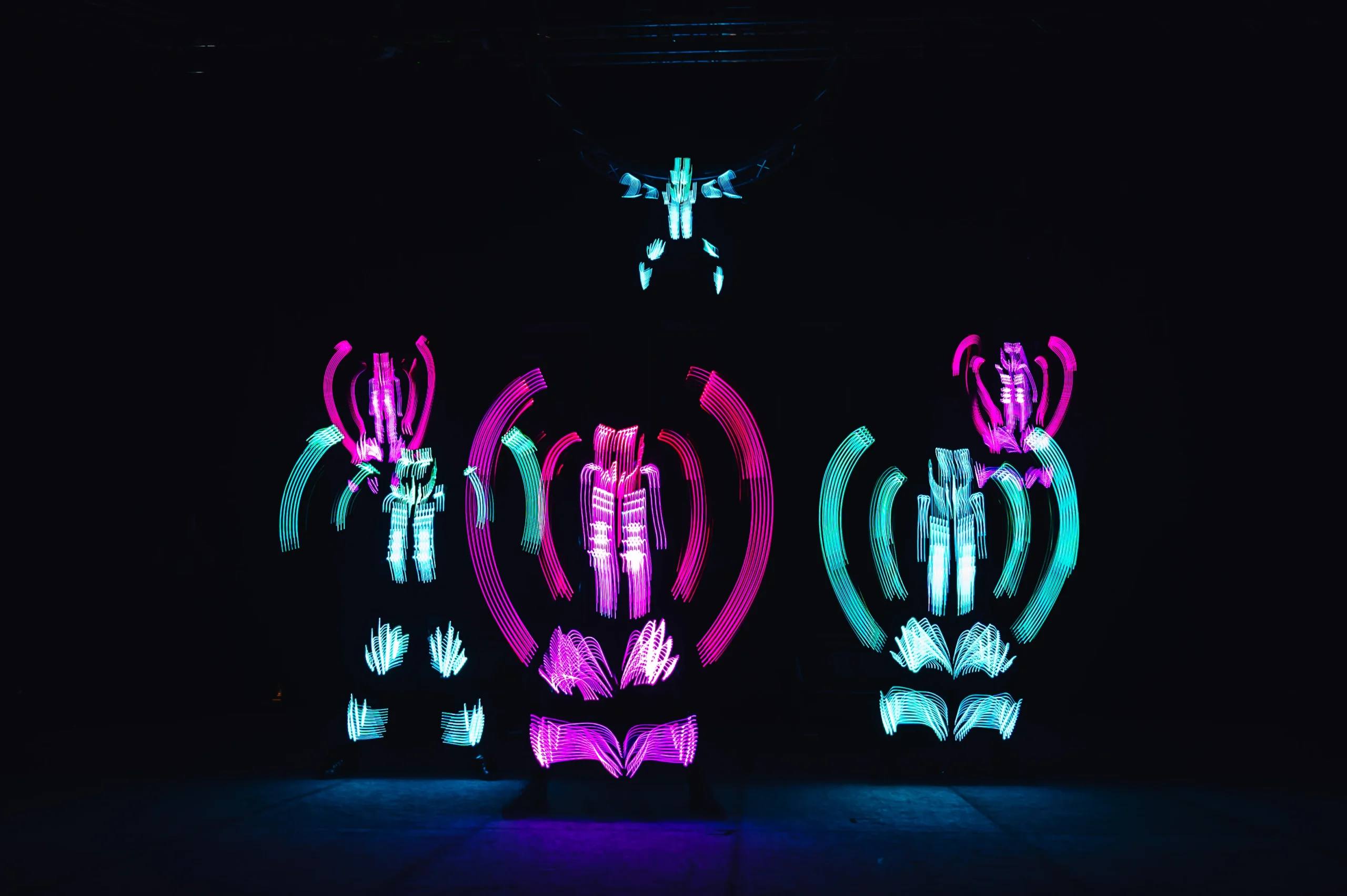 Dunking Devils on stage with lighting effects.
