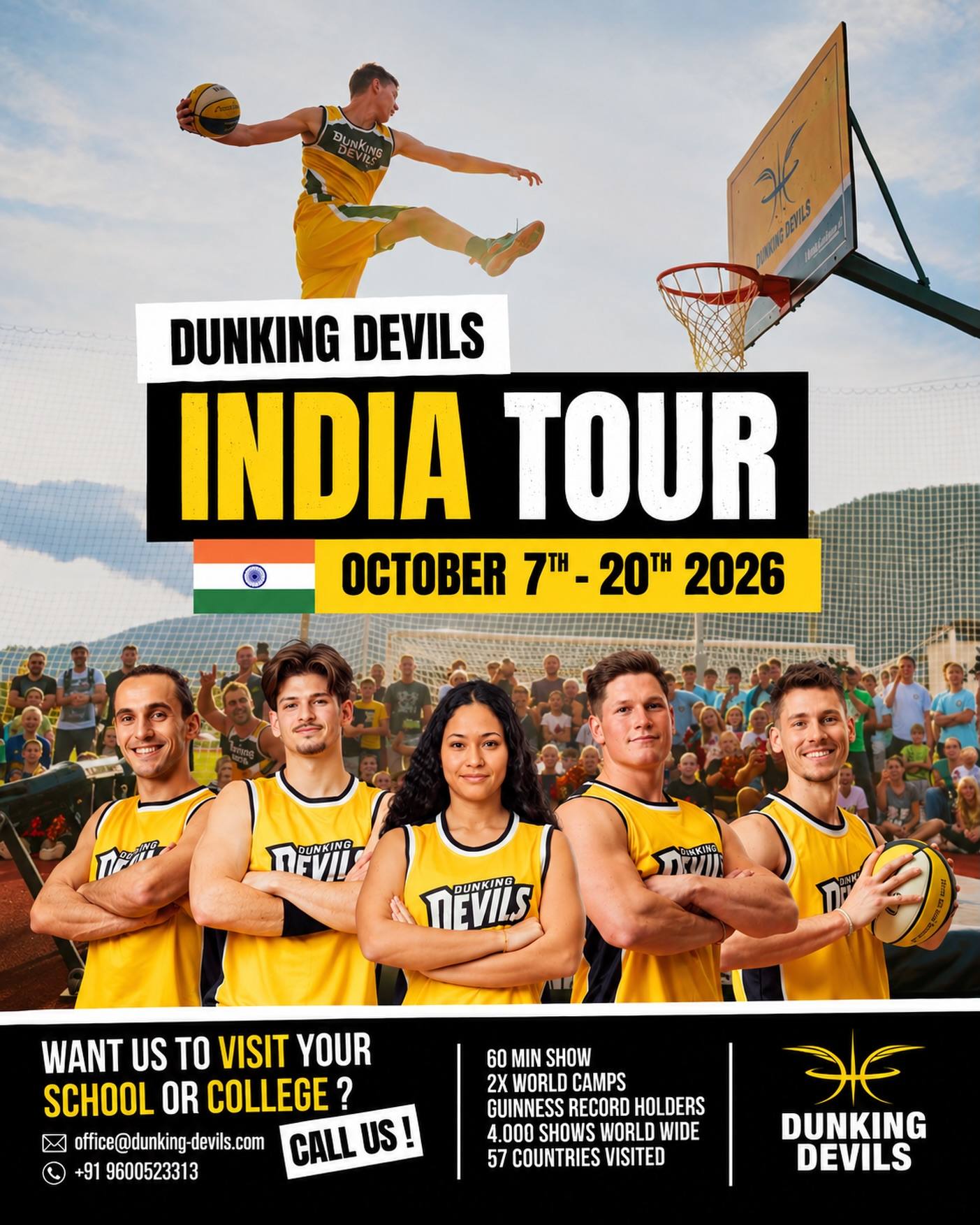 Dunking Devils India Tour 2026 announcement poster.